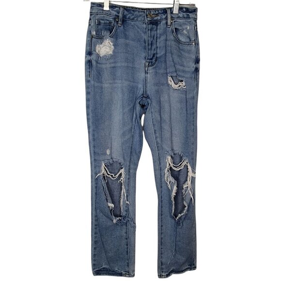PACSUN Distressed Light Wash MOM Jeans Womens Size 24 - Picture 1 of 11
